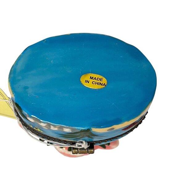 Tropical Pink Flamingo Hinged Ceramic Trinket Box Pool Beach Sunglasses Hat VTG - Picture 6 of 6